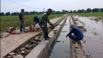Bahu Membahu Selesaikan Pembangunan TPT, Satgas TMMD Ke-126 Bersama Masyarakat Laksanakan Finishing
