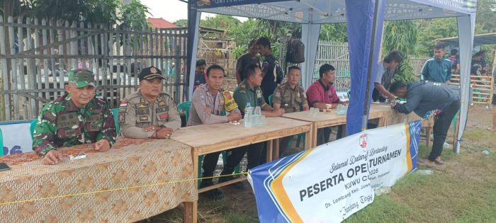 Koramil 1609 Juntinyuat Laksanakan Pengamanan Open Turnamen Kuwu Cup Desa Lombang 2026