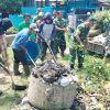 Koramil 1609 Juntinyuat Bersama Pemdes Menggelar Korve Pembersihan Sampah Di Blok Perbatasan
